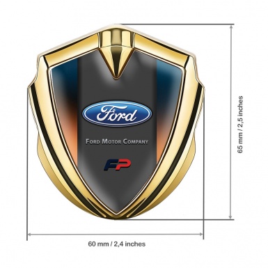 Ford Trunk Emblem Badge Gold Gradient Frame Charcoal Center Panel