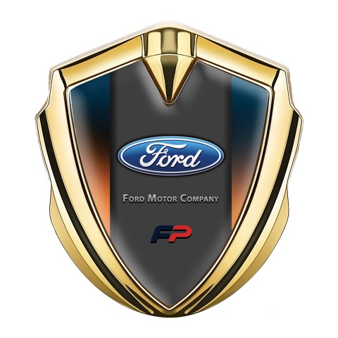 Ford Trunk Emblem Badge Gold Gradient Frame Charcoal Center Panel