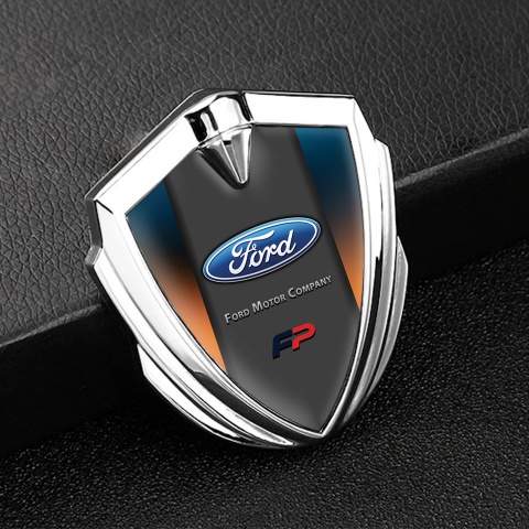 Ford Trunk Emblem Badge Gold Silver Frame Charcoal Center Panel
