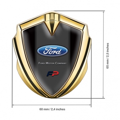 Ford Emblem Car Badge Gold Black Frame Classic Elliptic Logo Variant