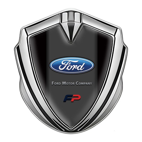 Ford Emblem Car Badge Silver Black Frame Classic Elliptic Logo Variant