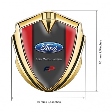 Ford Bodyside Emblem Self Adhesive Gold Crimson Frame Classic Logo
