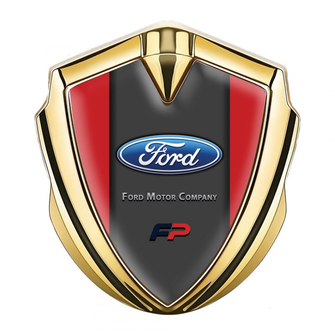 Ford Bodyside Emblem Self Adhesive Gold Crimson Frame Classic Logo