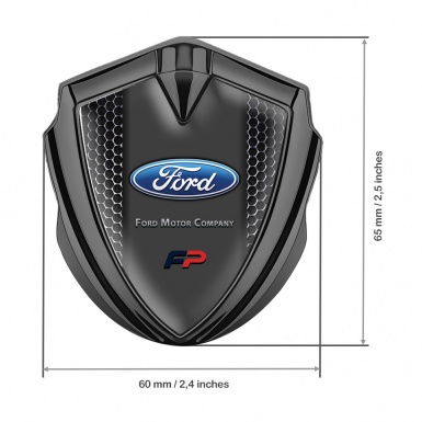 Ford Bodyside Badge Self Adhesive Graphite Perforated Steel Oval Logo