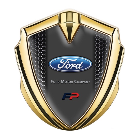 Ford Bodyside Badge Self Adhesive Gold Perforated Steel Oval Logo