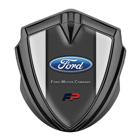 Ford FP Emblem Fender Badge Graphite Moon Grey Base Charcoal Accent