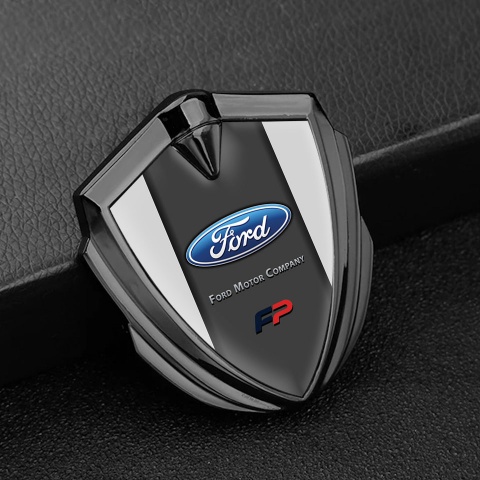 Ford FP Emblem Fender Badge Graphite Moon Grey Base Charcoal Accent
