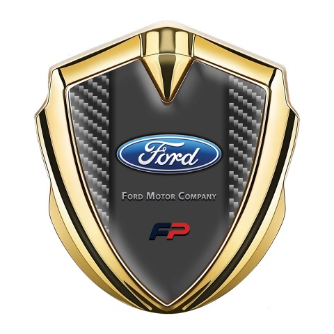 Ford FP Fender Emblem Badge Gold Dark Carbon Elliptic Logo Edition