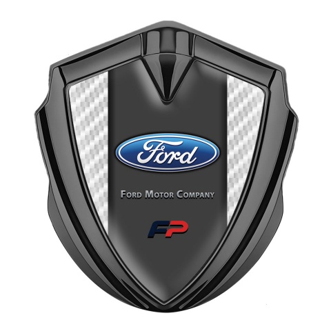Ford Emblem Trunk Badge Graphite White Carbon Texture Elliptic Logo