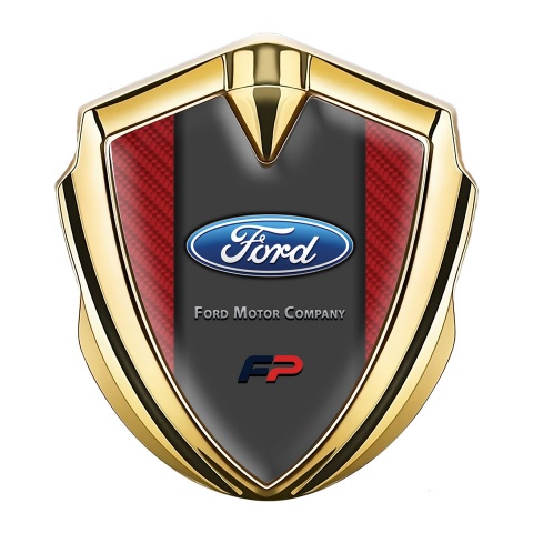 Ford Emblem Self Adhesive Gold Red Carbon Texture Classic Design
