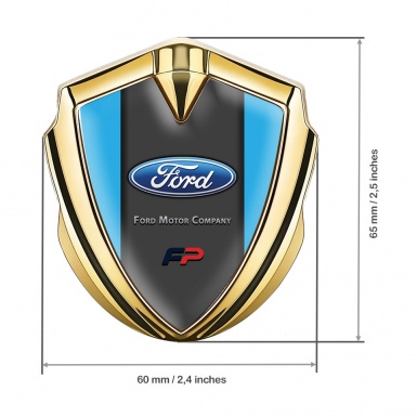Ford Trunk Emblem Badge Gold Icy Blue Frame Performance Version