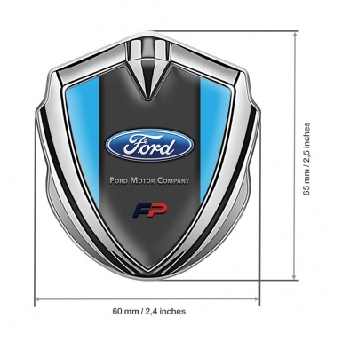 Ford Trunk Emblem Badge Silver Icy Blue Frame Performance Version