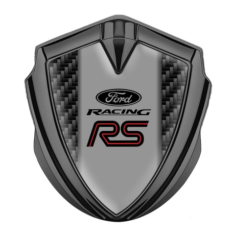 Ford RS Emblem Car Badge Graphite Black Carbon Red Line Racing Logo
