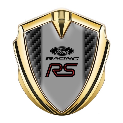 Ford RS Emblem Car Badge Gold Black Carbon Red Line Racing Logo