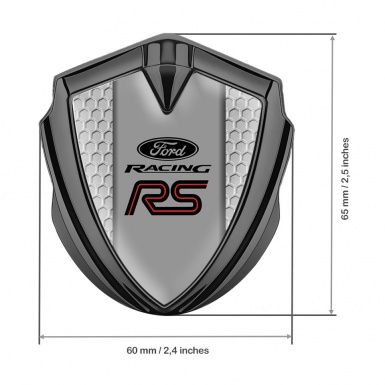 Ford RS Metal Emblem Self Adhesive Graphite Grey Honeycomb Racing Logo