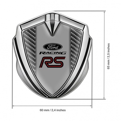 Ford RS Metal 3D Domed Emblem Silver Dark Carbon Texture Sport Edition