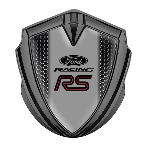 Ford RS Fender Emblem Badge Graphite Dark Grate Red Racing Logo