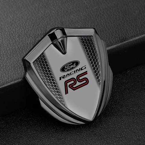 Ford RS Fender Emblem Badge Graphite Dark Grate Red Racing Logo