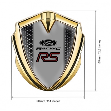 Ford RS Fender Emblem Badge Gold Dark Grate Red Racing Logo