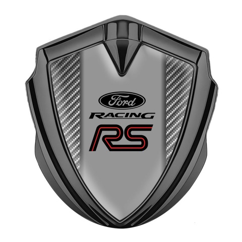 Ford RS Emblem Trunk Badge Graphite Light Carbon Pattern Red Line Logo