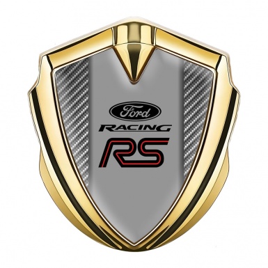 Ford RS Emblem Trunk Badge Gold Light Carbon Pattern Red Line Logo
