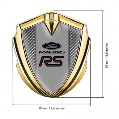 Ford RS Emblem Trunk Badge Gold Light Carbon Pattern Red Line Logo