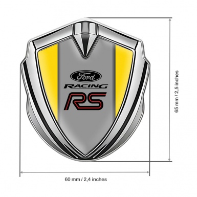 Ford RS Emblem Self Adhesive Silver Yellow Fill Racing Logo Edition