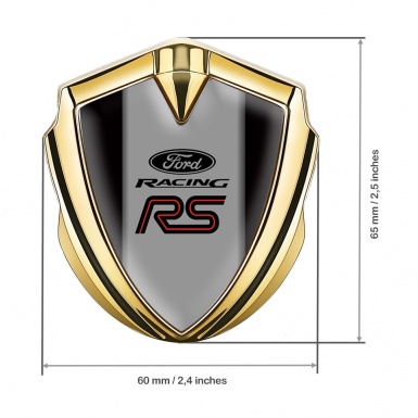 Ford RS Bodyside Emblem Self Adhesive Gold Black Texture Racing Logo