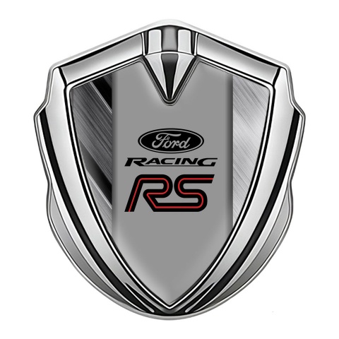 Ford Metal Emblem Self Adhesive Silver Brushed Sector Steel Racing Logo