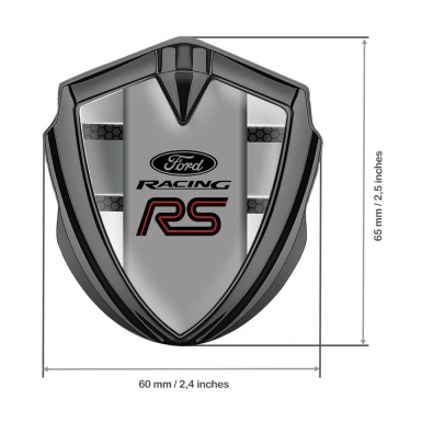 Ford RS Metal 3D Domed Emblem Graphite Grey Hexagon Gradient Palette Design