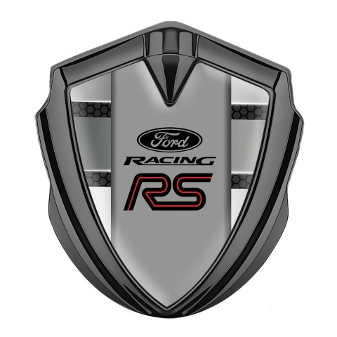 Ford RS Metal 3D Domed Emblem Graphite Grey Hexagon Gradient Palette Design