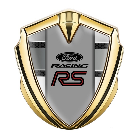 Ford RS Metal 3D Domed Emblem Gold Grey Hexagon Gradient Palette Design