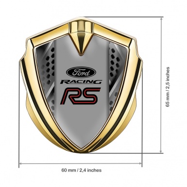 Ford RS Bodyside Badge Self Adhesive Gold Multi Pattern Red Line Logo