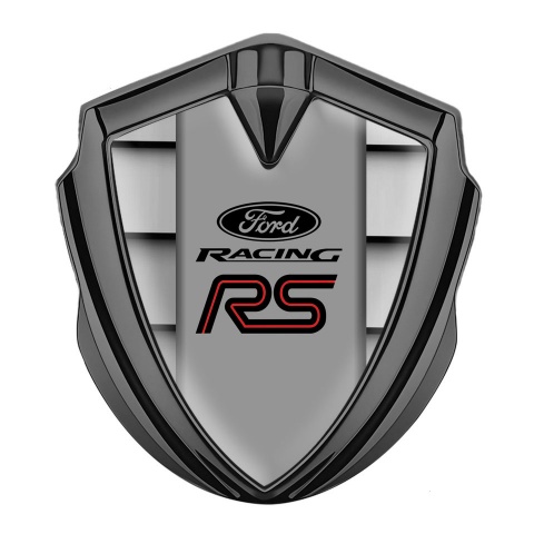 Ford RS Emblem Badge Self Adhesive Graphite Front Grille Pattern Red Motif