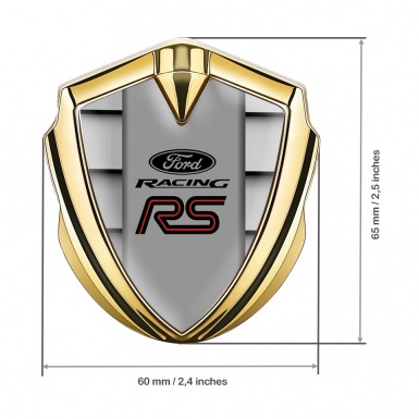 Ford RS Emblem Badge Self Adhesive Gold Front Grille Pattern Red Motif
