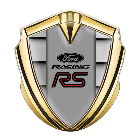 Ford RS Emblem Badge Self Adhesive Gold Front Grille Pattern Red Motif