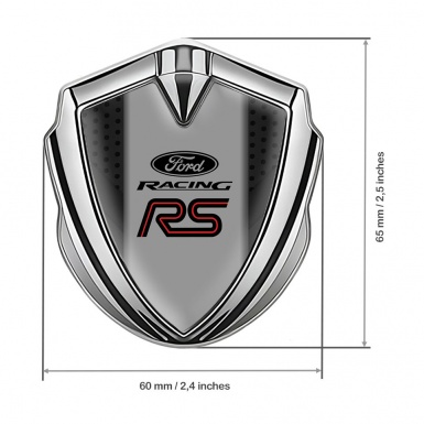 Ford RS Emblem Fender Badge Silver Charcoal Grate Grey Pilon Edition