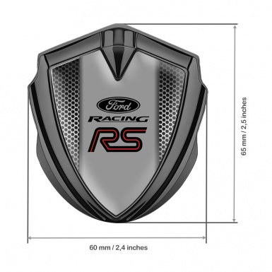 Ford RS Emblem Trunk Badge Graphite Metallic Mesh Racing Logo Design