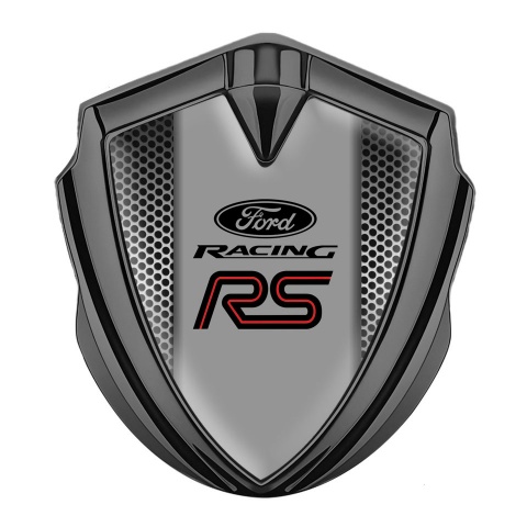 Ford RS Emblem Trunk Badge Graphite Metallic Mesh Racing Logo Design