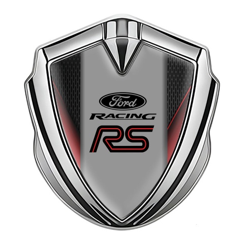 Ford RS Bodyside Emblem Badge Silver Fine Charcoal Mesh Racing Design