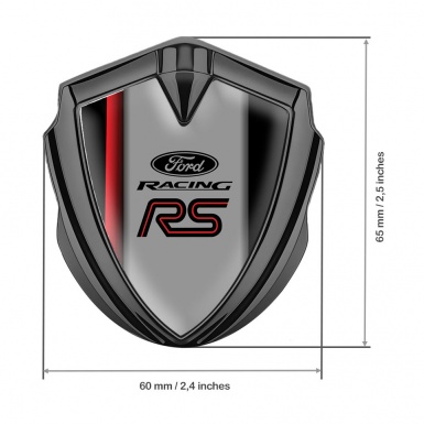 Ford RS Trunk Emblem Badge Graphite Black Shade Red Accent Stripe Design