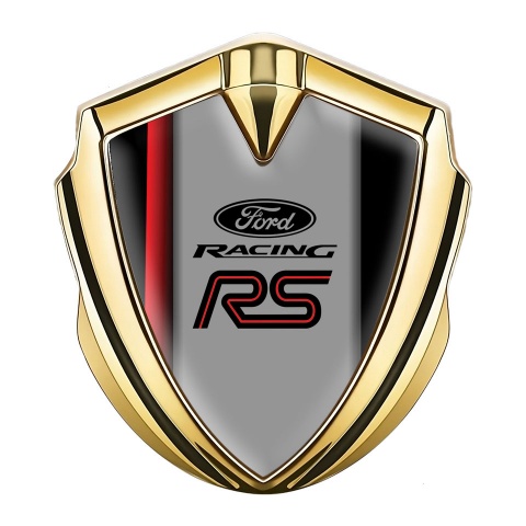 Ford RS Trunk Emblem Badge Gold Black Shade Red Accent Stripe Design
