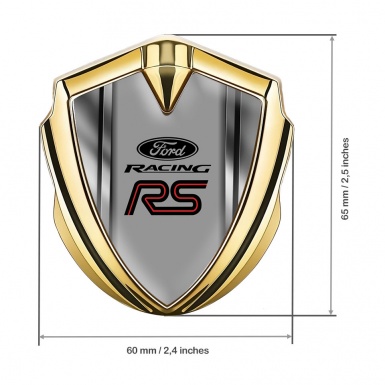 Ford RS Emblem Car Badge Gold Metallic Frame Effect Racing Print
