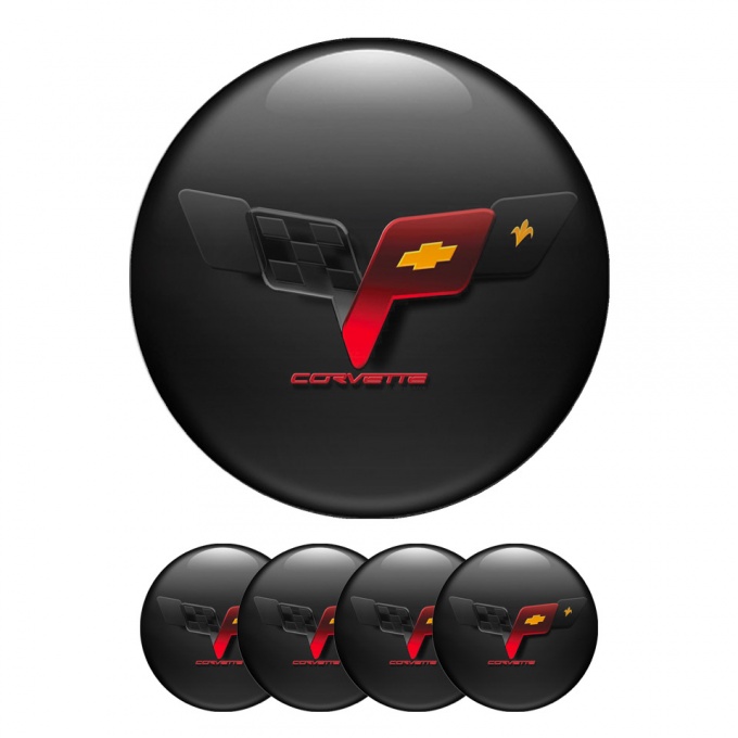 Chevrolet Corvette Silicone Stickers Wheel Center Cap 3D Black