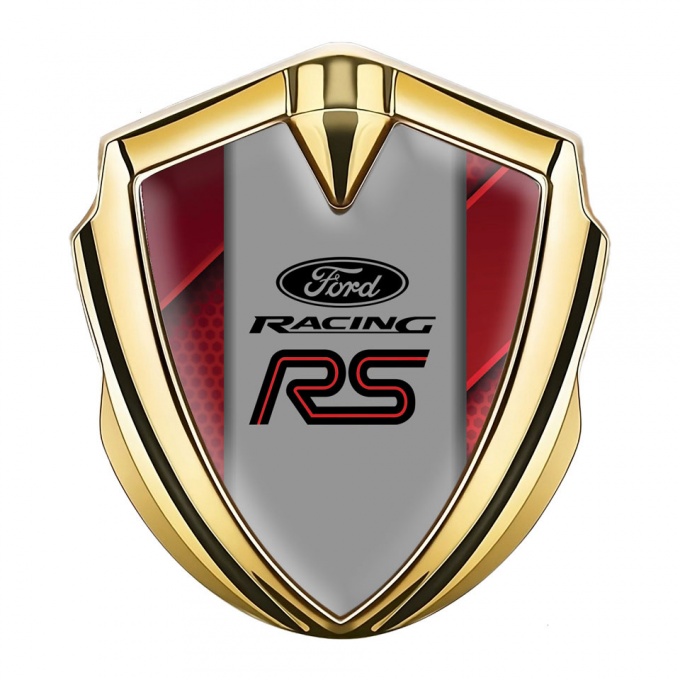 Ford RS Metal Emblem Self Adhesive Gold Red Template Racing Edition