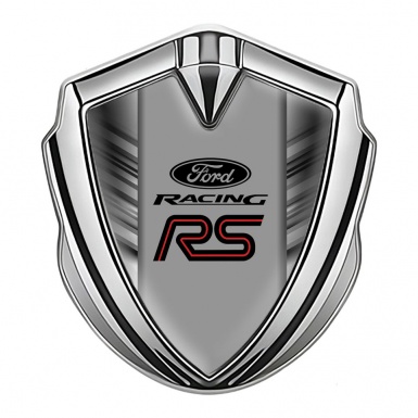 Ford RS Trunk Emblem Badge Silver Red Fragments Racing Logo Design