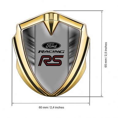 Ford RS Emblem Car Badge Gold Greyscale Stripes Sport Edition