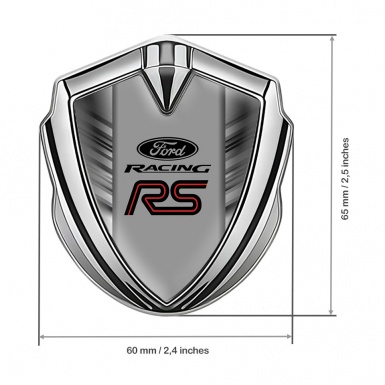 Ford RS Emblem Car Badge Silver Greyscale Stripes Sport Edition