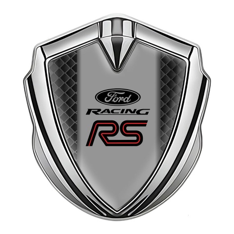 Ford RS Bodyside Domed Emblem Silver Dark Cells Rallye Sport Edition
