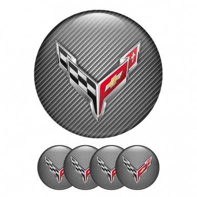 Chevrolet Corvette Silicone Stickers Wheel Center Cap Carbon with 3D Logo